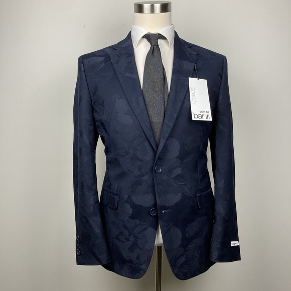 Bar III Other - Bar III Mens Slim fit Dinner Jacket Blazer 42R Navy Blue Floral E111702